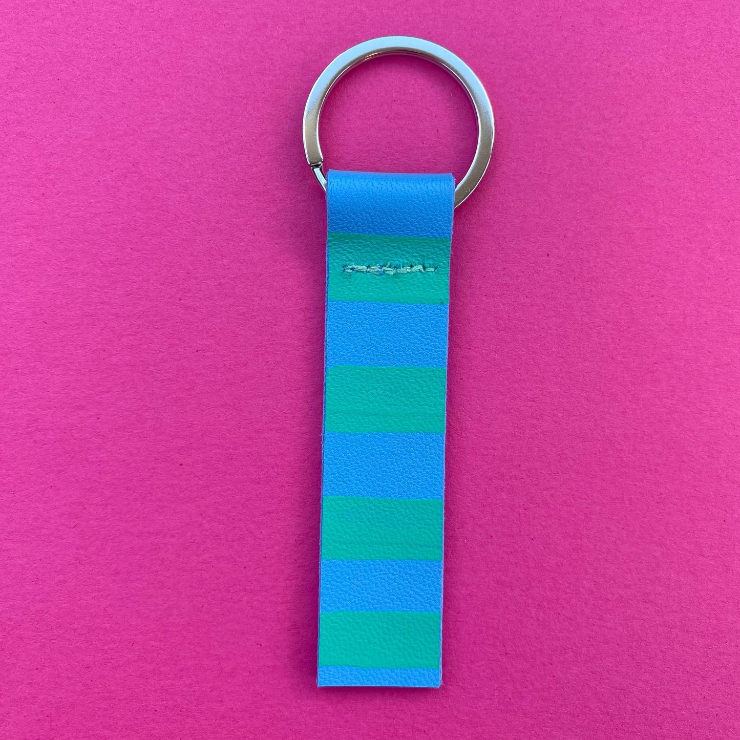 Stripe Chunky Hand Painted Leather Keyring