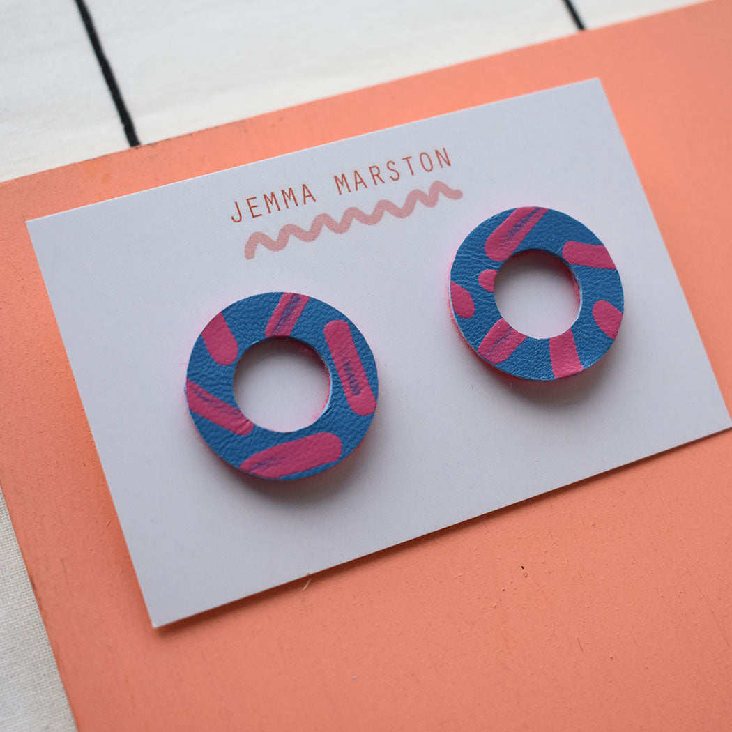 Leather Open Stud Earrings
